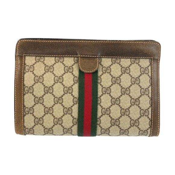 Gucci Vintage Sherry Clutch Beige Brown - Picture 2 of 9